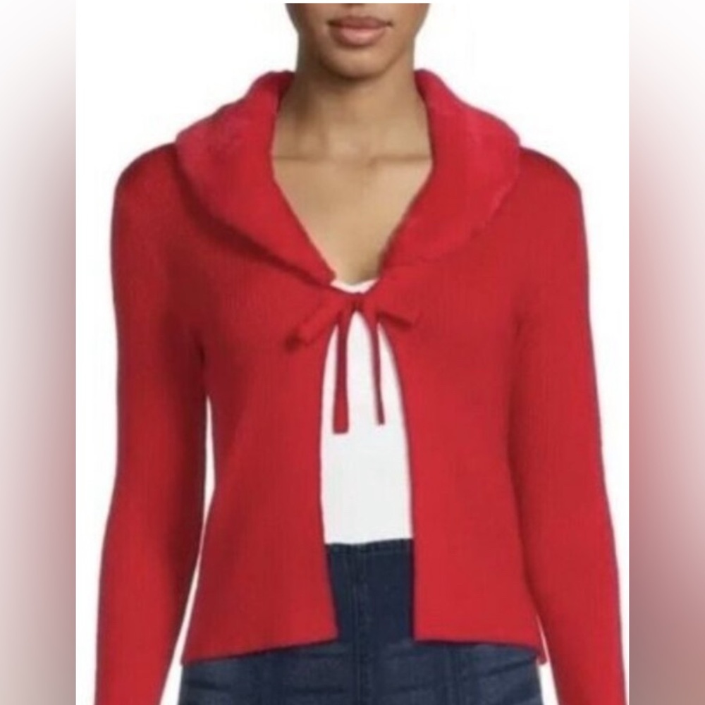 Faux Fur Collar Cardigan Sweater Women
Red Removable Collar NEW